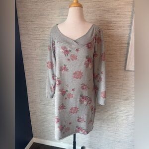 Maurices Floral Gray and Pink Long Sleeve Dress. Sz M